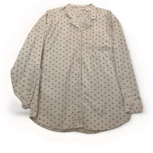 Floral Hide A Button Lg Tan  Burgundry Long sleeve shirt